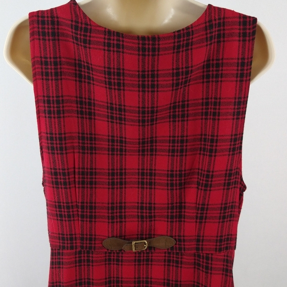 Bryn Connelly red plaid jumper wrap dress - Picture 7 of 8